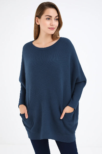 New Ladies Italian Weaved Plait Back Design Knitted Casual Comfy Jumper Top