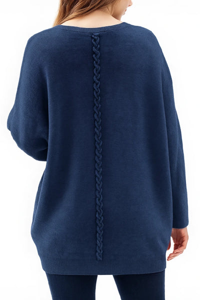 New Ladies Italian Weaved Plait Back Design Knitted Casual Comfy Jumper Top