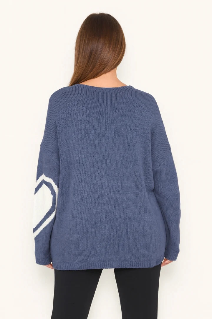 Ladies T-shirt Loose Fit Baggy Heart Jumper Winter Top Women Knit Cardigan