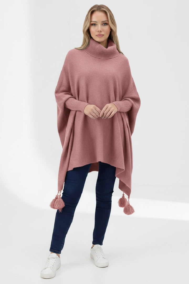 Lagenlook Cowl Neck Poncho Boxy Jumper