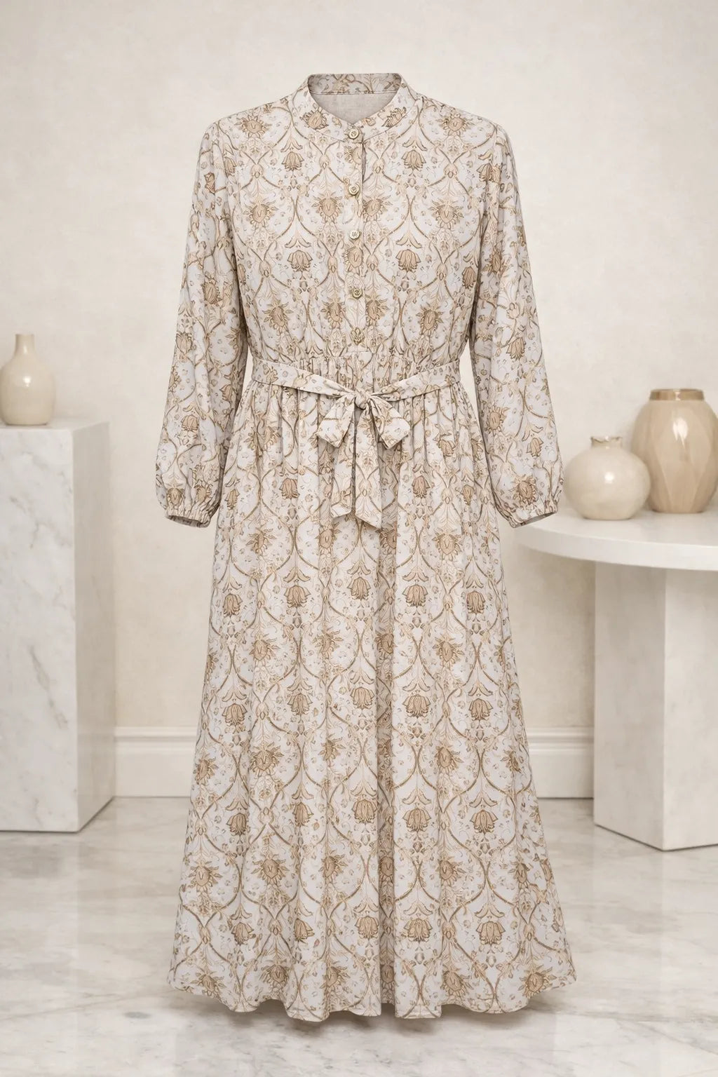 Chiffon Floral Print Modest Maxi Dress