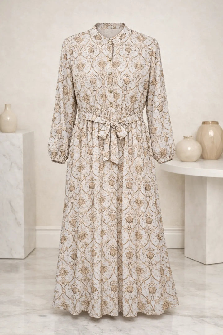 Chiffon Floral Print Modest Maxi Dress