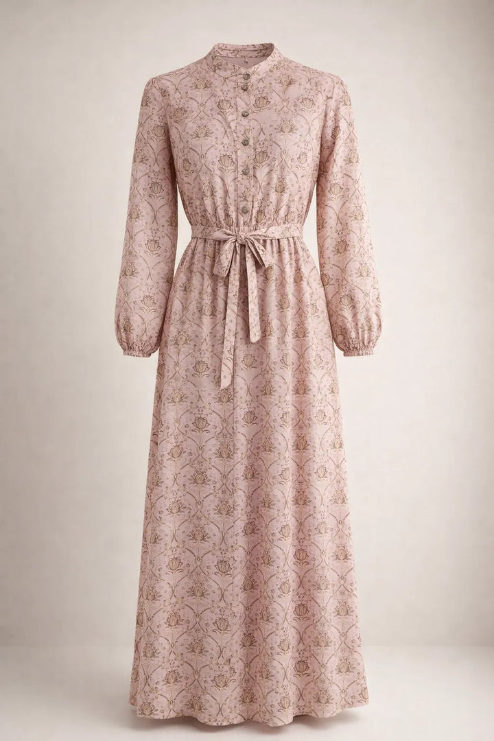 Chiffon Floral Print Modest Maxi Dress