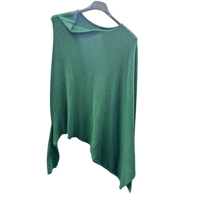Italian Soft Knit Slant Long Sleeve Asymmetric Draped Jumper Top