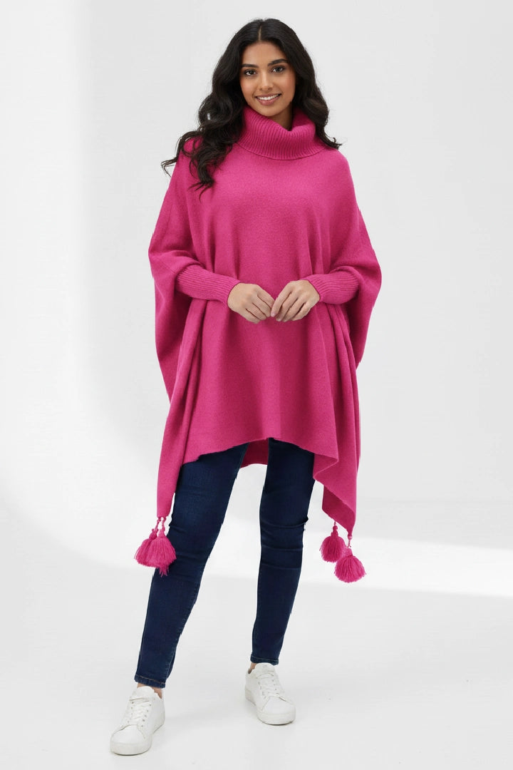 Lagenlook Cowl Neck Poncho Boxy Jumper