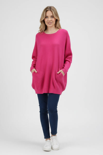 New Ladies Italian Weaved Plait Back Design Knitted Casual Comfy Jumper Top