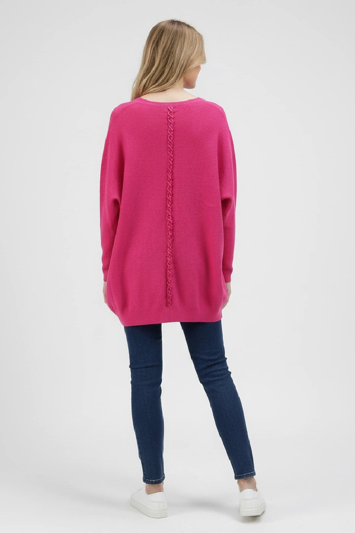 New Ladies Italian Weaved Plait Back Design Knitted Casual Comfy Jumper Top