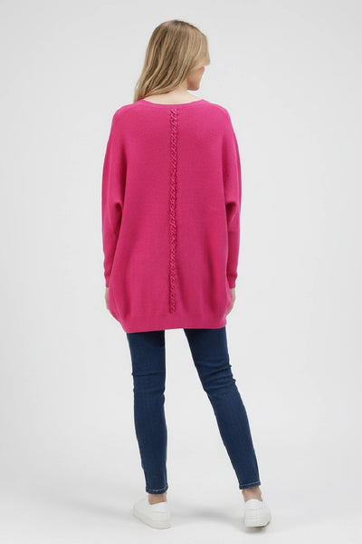 New Ladies Italian Weaved Plait Back Design Knitted Casual Comfy Jumper Top