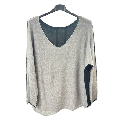 Italian Soft Knit Contrast Colour V Neck Jumper Top