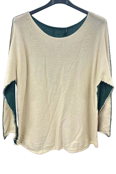 Italian Soft Knit Contrast Colour Round Neck Jumper Top