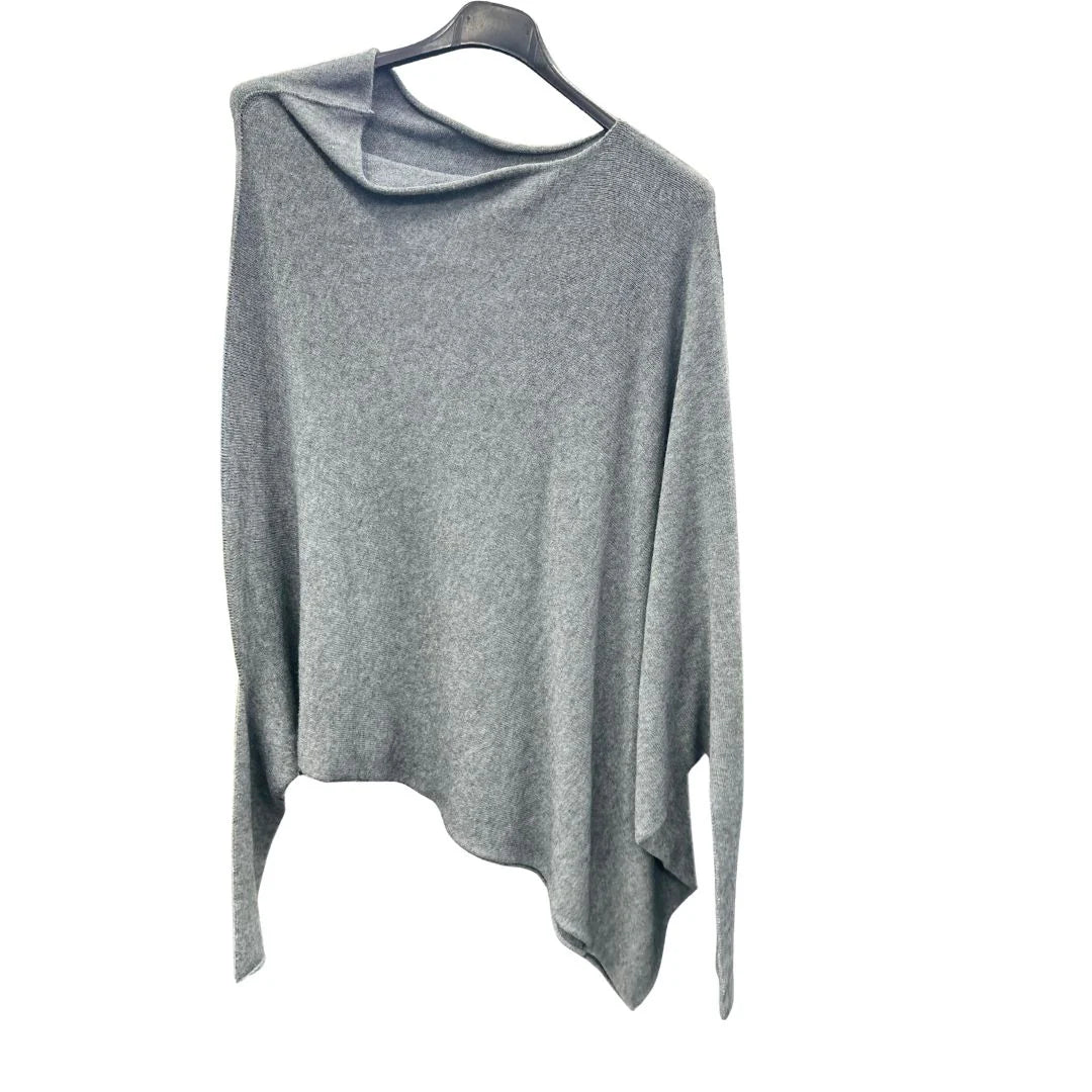 Italian Soft Knit Slant Long Sleeve Asymmetric Draped Jumper Top