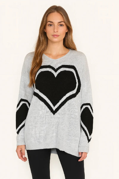 Ladies T-shirt Loose Fit Baggy Heart Jumper Winter Top Women Knit Cardigan