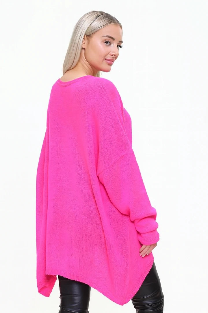 Ladies Oversized Heart Jumper Loose Fit Knit Winter Top Women Cardigan Sweater