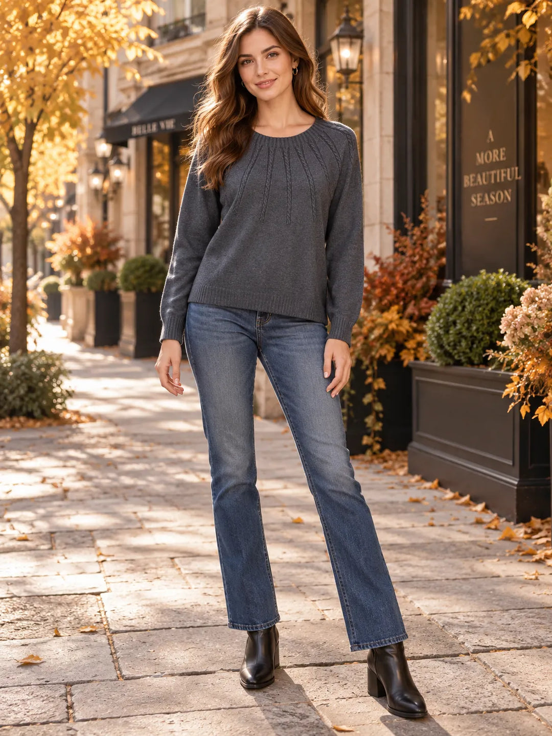 Cable Knit Soft Jumper Top – Ribbed Hem