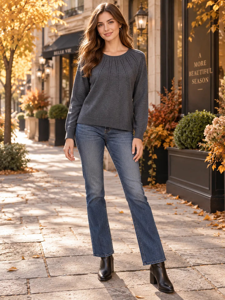 Cable Knit Soft Jumper Top – Ribbed Hem