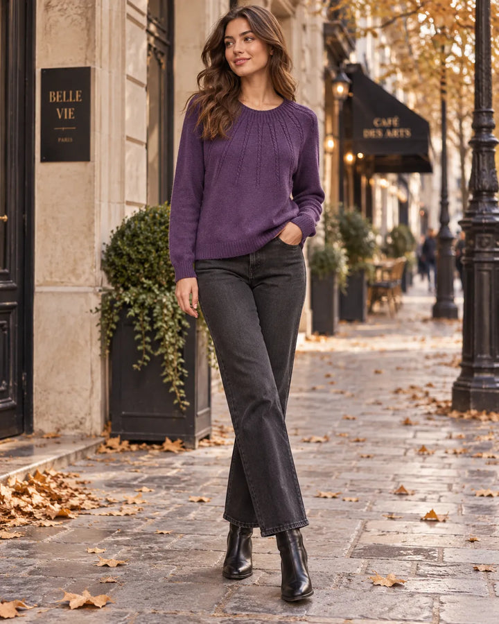 Cable Knit Soft Jumper Top – Ribbed Hem