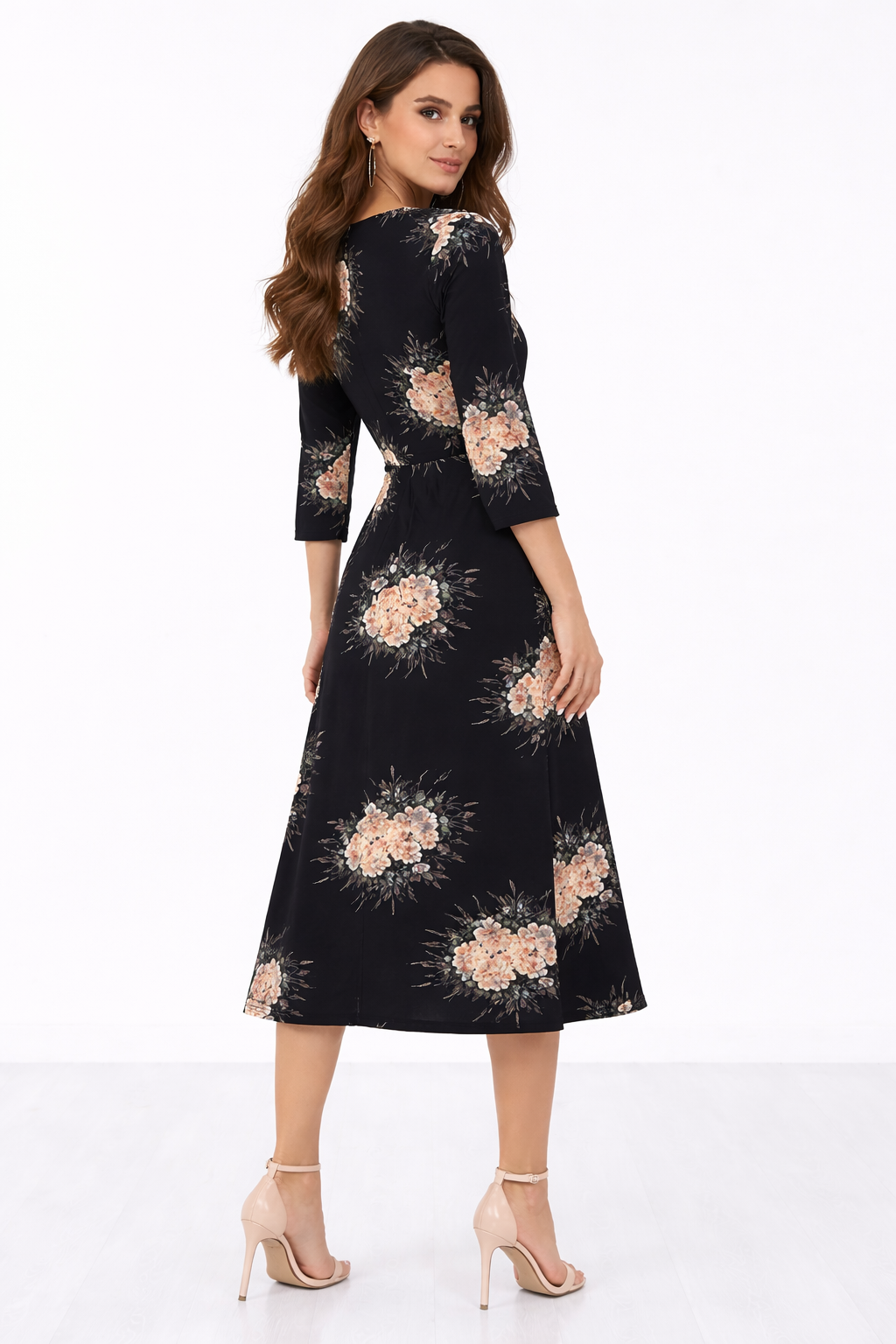 Floral Print V-Neck Long Dress