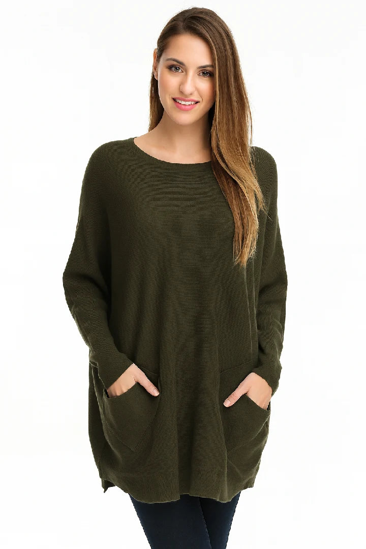 New Ladies Italian Weaved Plait Back Design Knitted Casual Comfy Jumper Top