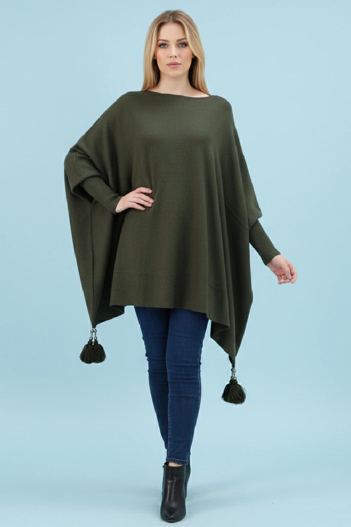 Womens Italian Batwing Jumper winter Poncho Ladies Knitted Cape Plus Size