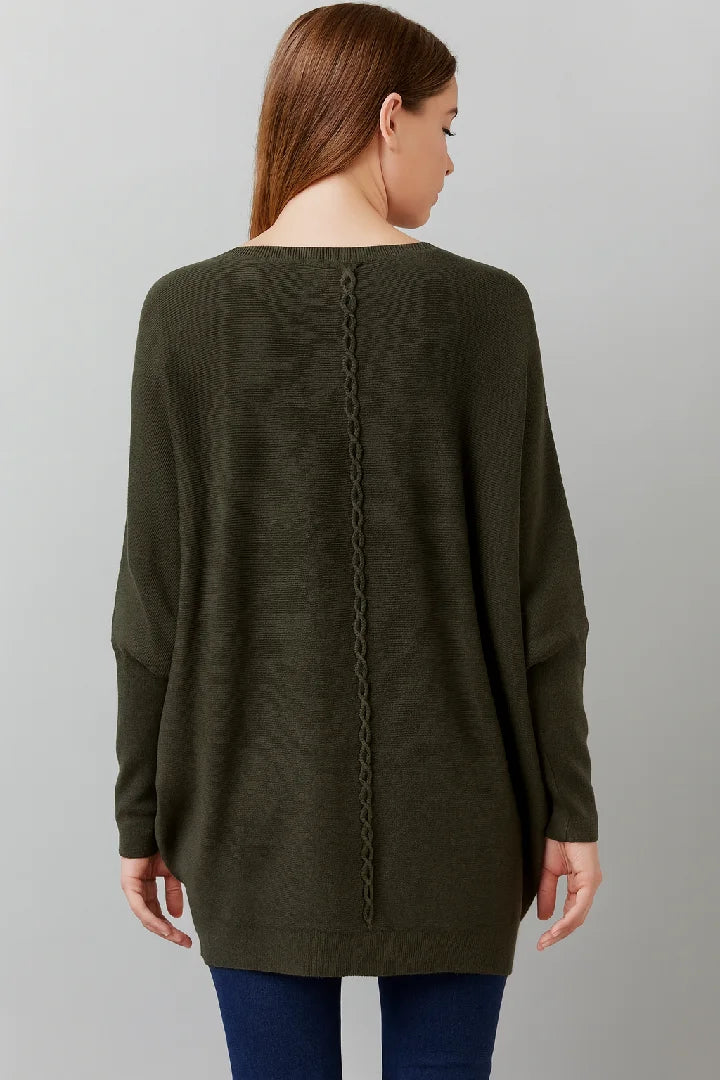 New Ladies Italian Weaved Plait Back Design Knitted Casual Comfy Jumper Top