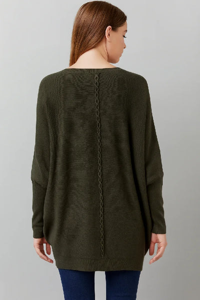 New Ladies Italian Weaved Plait Back Design Knitted Casual Comfy Jumper Top