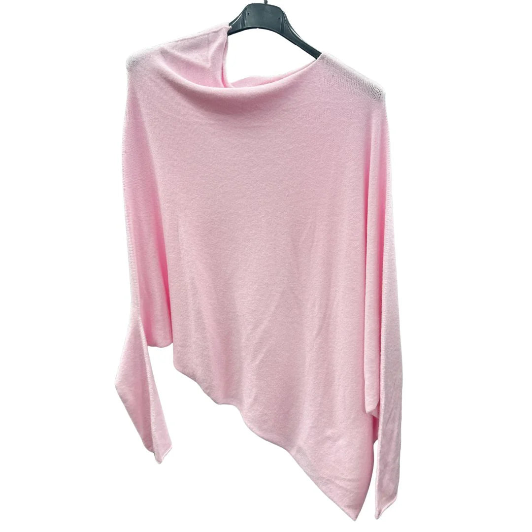 Italian Soft Knit Slant Long Sleeve Asymmetric Draped Jumper Top