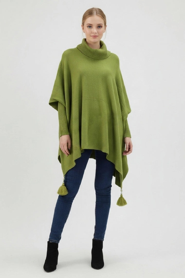 Lagenlook Cowl Neck Poncho Boxy Jumper