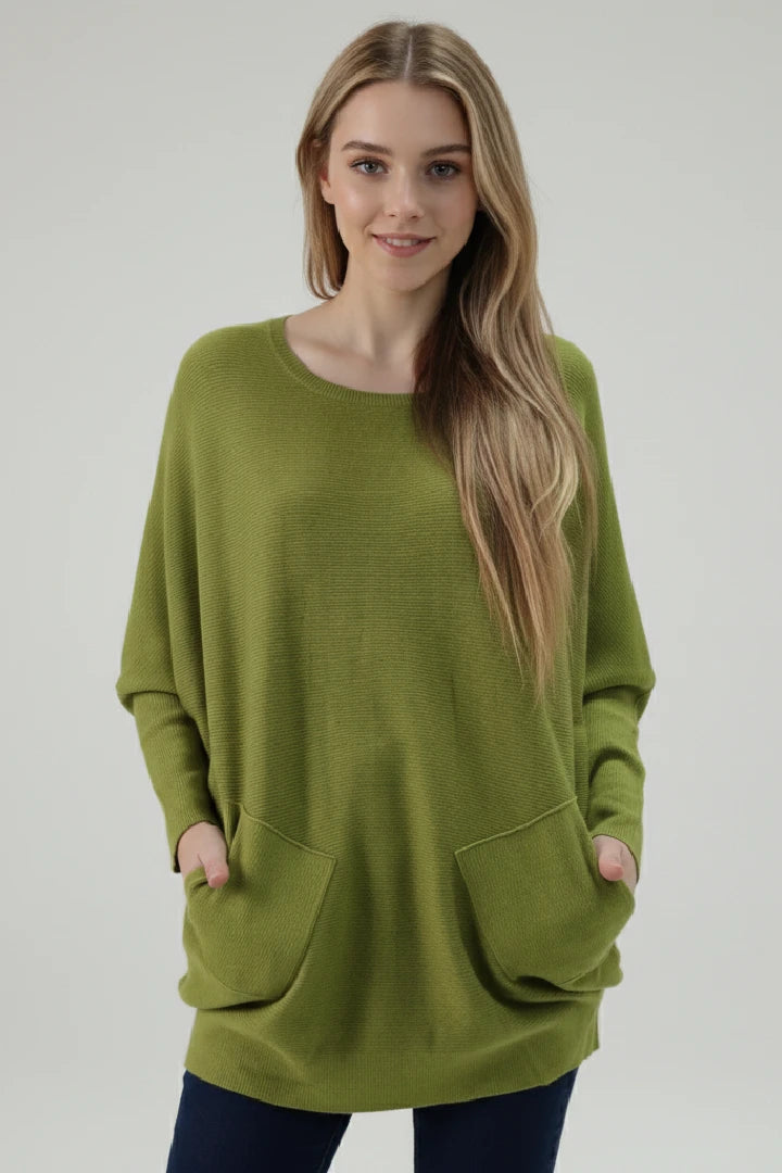 New Ladies Italian Weaved Plait Back Design Knitted Casual Comfy Jumper Top