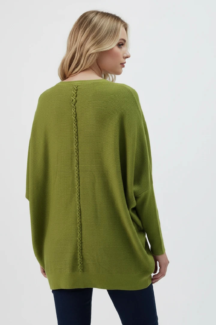 New Ladies Italian Weaved Plait Back Design Knitted Casual Comfy Jumper Top