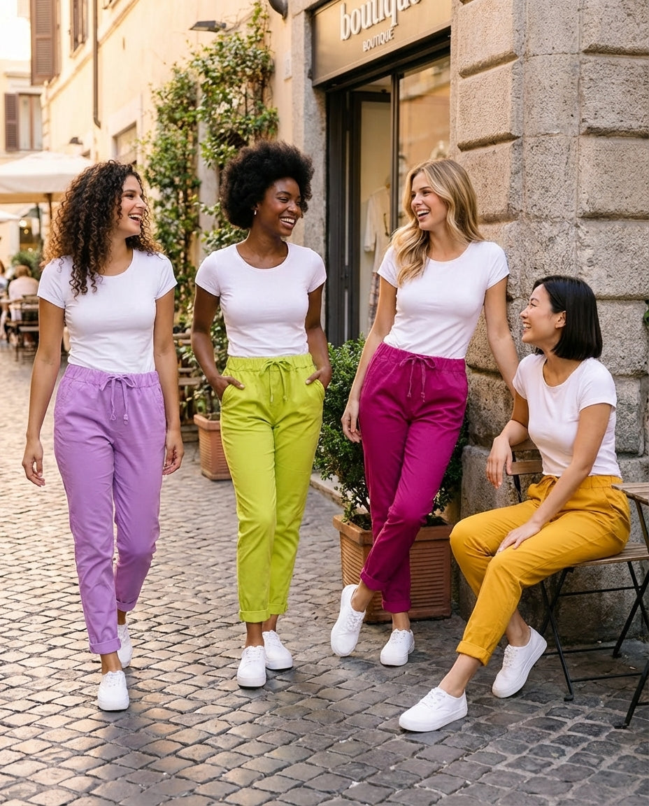 Made In Italy Plain Magic Pants