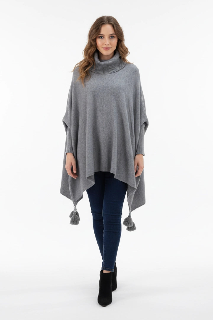 Lagenlook Cowl Neck Poncho Boxy Jumper