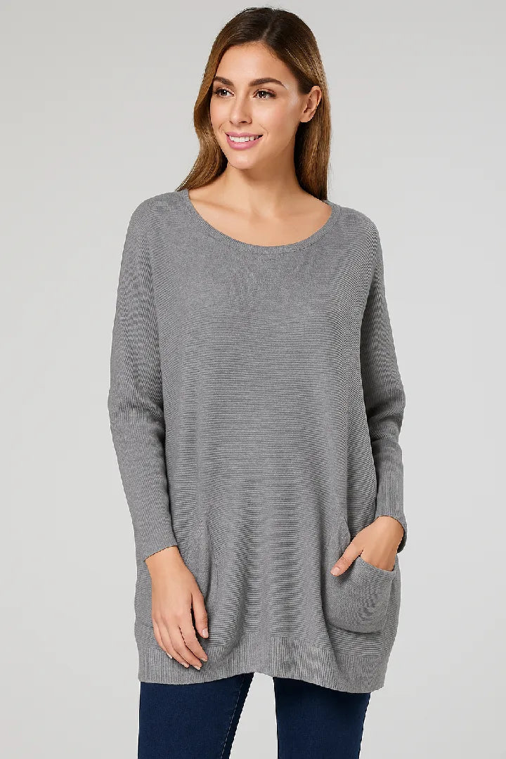 New Ladies Italian Weaved Plait Back Design Knitted Casual Comfy Jumper Top