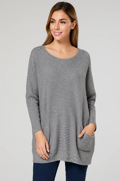 New Ladies Italian Weaved Plait Back Design Knitted Casual Comfy Jumper Top