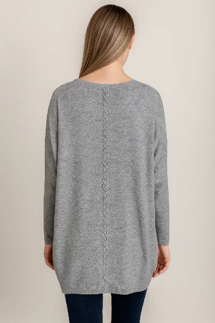 New Ladies Italian Weaved Plait Back Design Knitted Casual Comfy Jumper Top