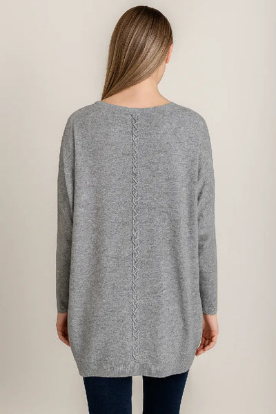 New Ladies Italian Weaved Plait Back Design Knitted Casual Comfy Jumper Top