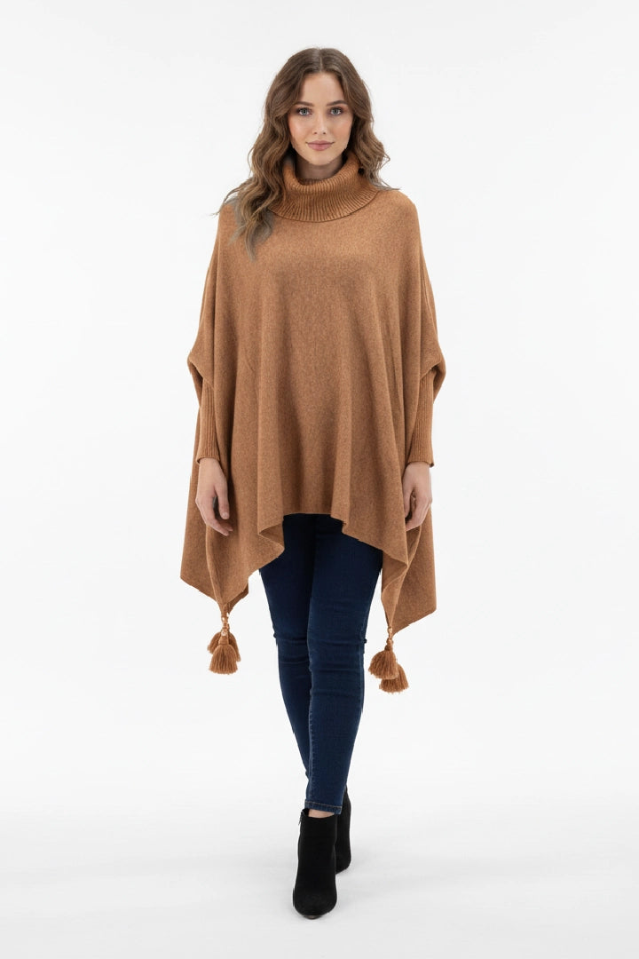 Lagenlook Cowl Neck Poncho Boxy Jumper