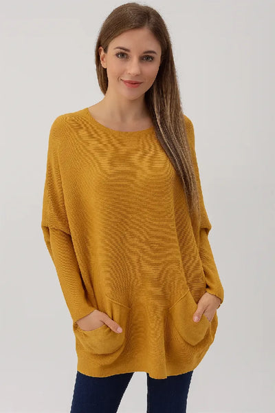 New Ladies Italian Weaved Plait Back Design Knitted Casual Comfy Jumper Top