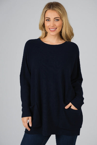 New Ladies Italian Weaved Plait Back Design Knitted Casual Comfy Jumper Top