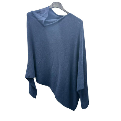 Italian Soft Knit Slant Long Sleeve Asymmetric Draped Jumper Top
