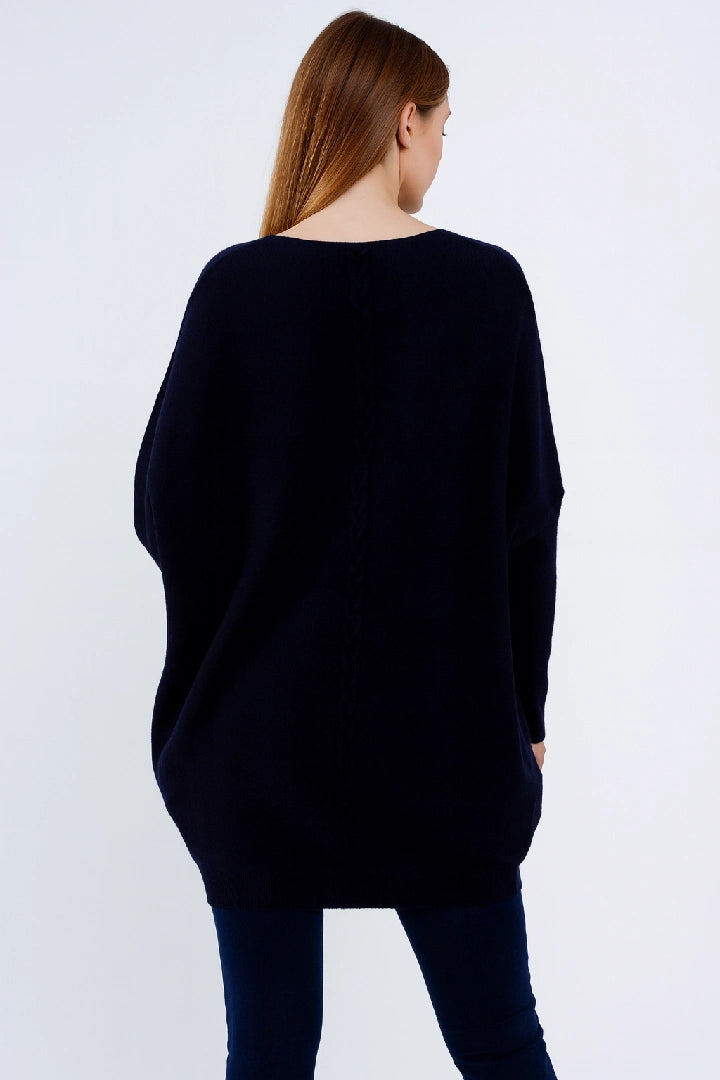 New Ladies Italian Weaved Plait Back Design Knitted Casual Comfy Jumper Top