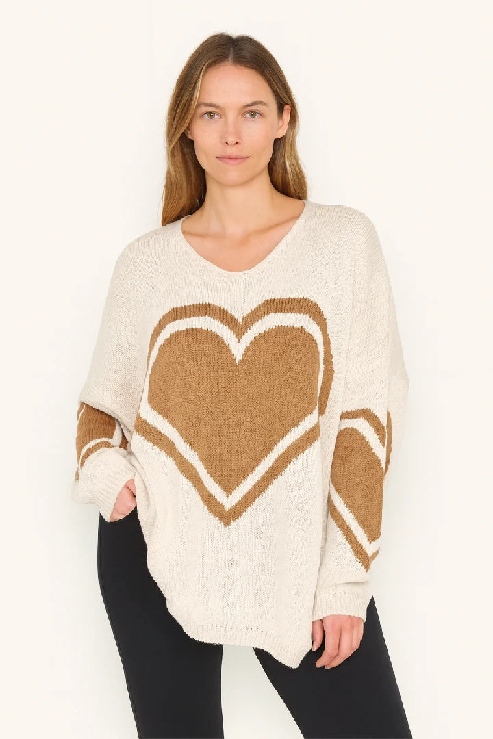 Ladies T-shirt Loose Fit Baggy Heart Jumper Winter Top Women Knit Cardigan