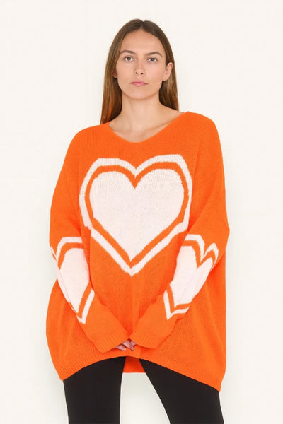 Ladies T-shirt Loose Fit Baggy Heart Jumper Winter Top Women Knit Cardigan