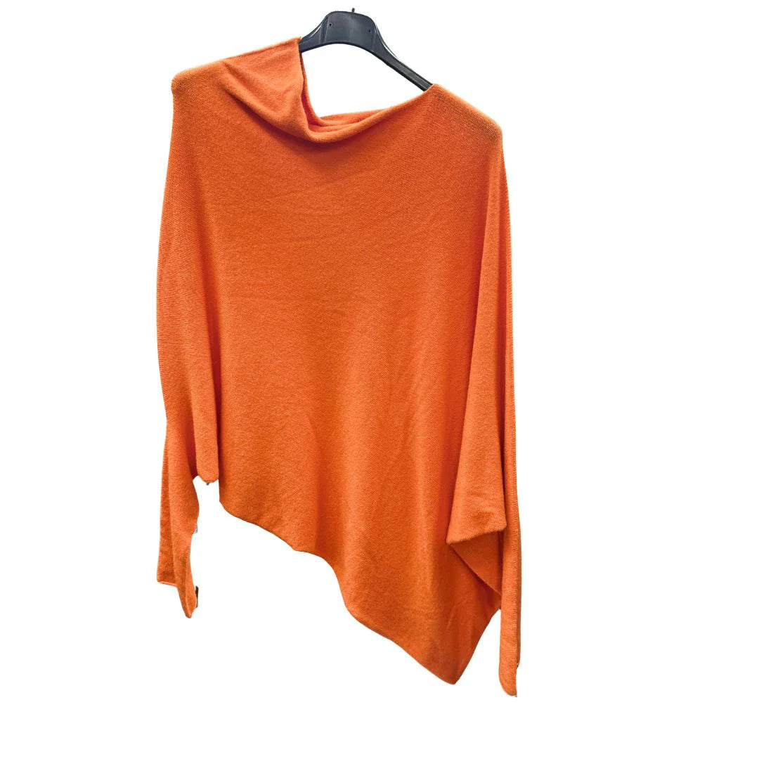 Italian Soft Knit Slant Long Sleeve Asymmetric Draped Jumper Top