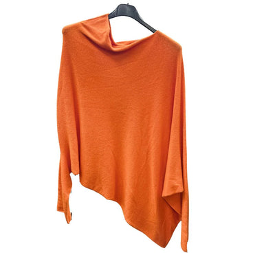Italian Soft Knit Slant Long Sleeve Asymmetric Draped Jumper Top