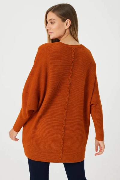 New Ladies Italian Weaved Plait Back Design Knitted Casual Comfy Jumper Top