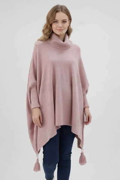 Lagenlook Cowl Neck Poncho Boxy Jumper