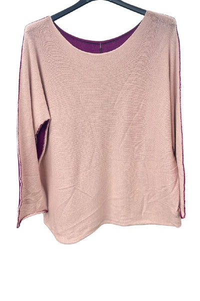 Italian Soft Knit Contrast Colour Round Neck Jumper Top