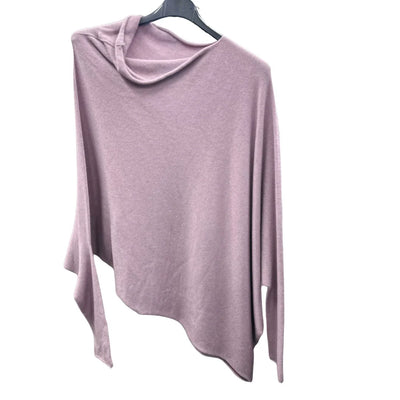 Italian Soft Knit Slant Long Sleeve Asymmetric Draped Jumper Top