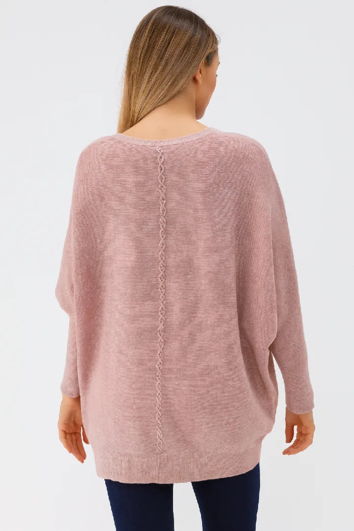 New Ladies Italian Weaved Plait Back Design Knitted Casual Comfy Jumper Top