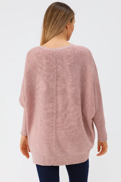 New Ladies Italian Weaved Plait Back Design Knitted Casual Comfy Jumper Top